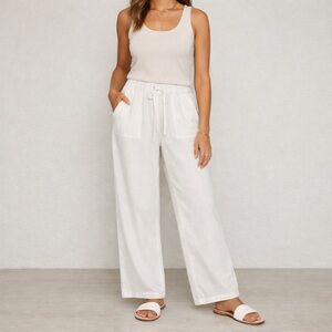 Audate NEW White Linen Blend Wide Leg Coquette
Minimalist Pants Size M